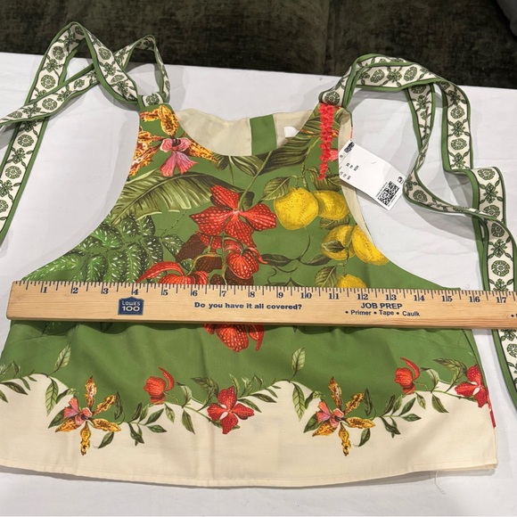 H&M SS26 Green Sleeveless Floral Tie Strap Cropped Top & Midi Wrap Skirt Size XS - Picture 10 of 15